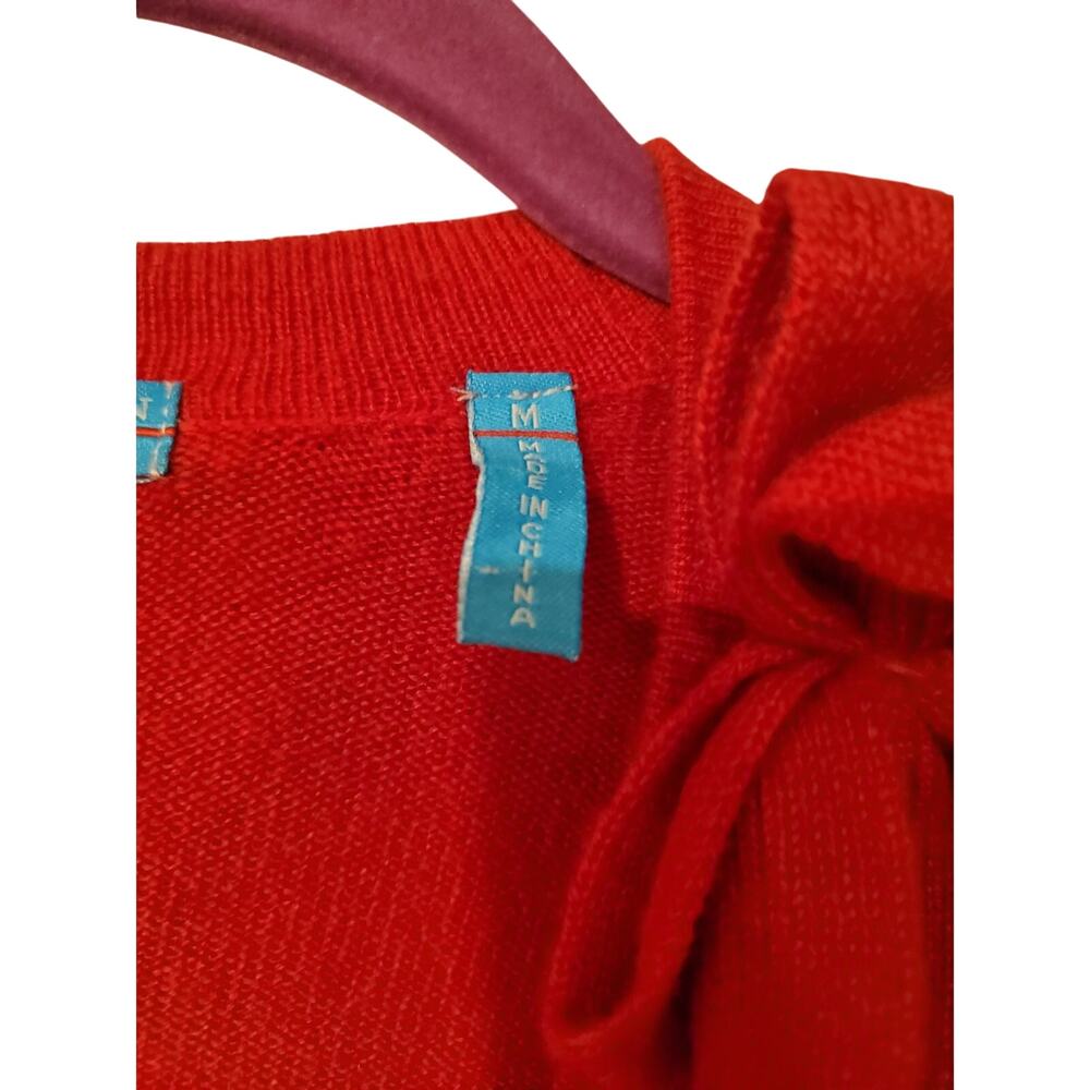 Red Ruffled Women's Sweater - Picture 4 of 6
